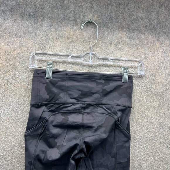 Lululemon Leggings Women 4 Black Camo Fast and Free Tight 25" Nulux High Rise - Picture 4 of 10